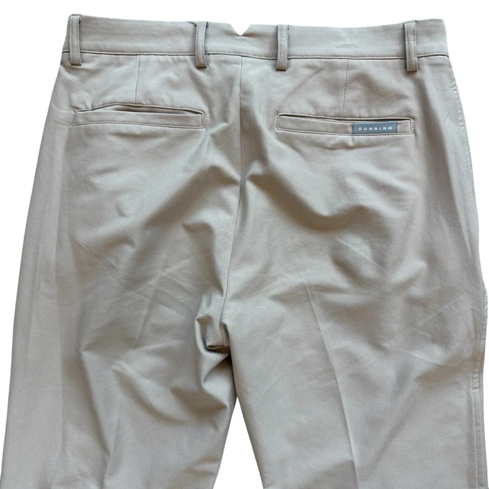 Dunning Men's Golf Pants Beige Khaki Stretch Performance Flat Front 32x32 Summer